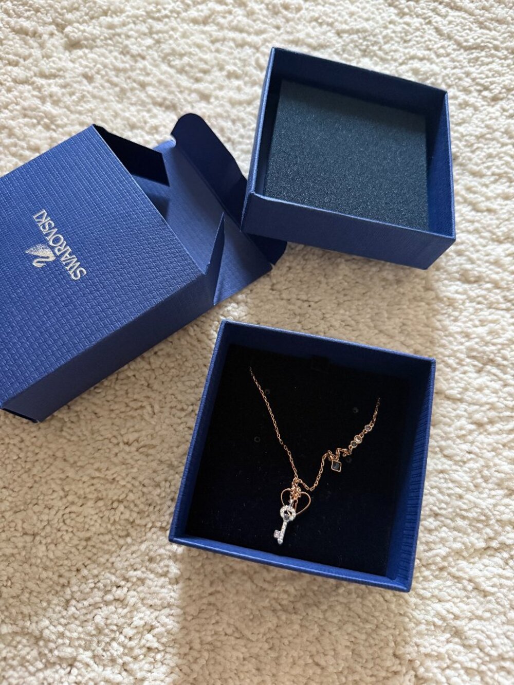 Swarovski lock and key necklace with charms